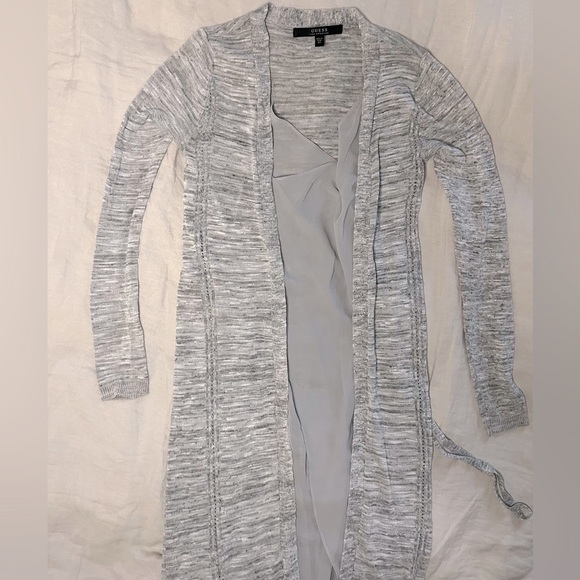 GUESS Chiffon Soft Gray Summer Duster Sweater XXS - Picture 4 of 14